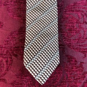 YSL Men's Silk Brown Geometric LOGO 55.5X3.25
